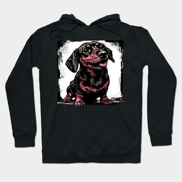 Retro Art Dachshund Dog Lover Hoodie by June Sixteen